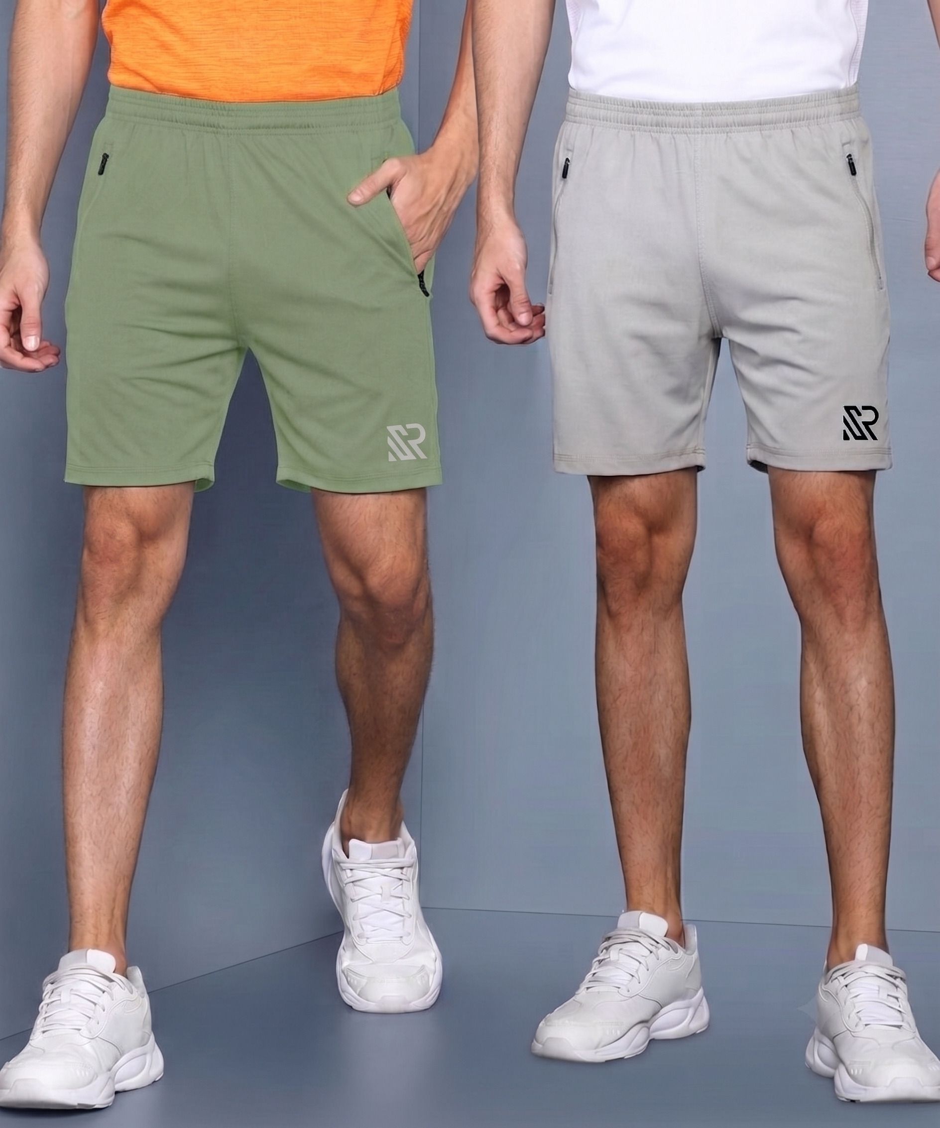 ivashika Pack of 2 Solid Men Grey, Light Green Casual Shorts, Regular Shorts, Sports Shorts, Beach Shorts-picture-22