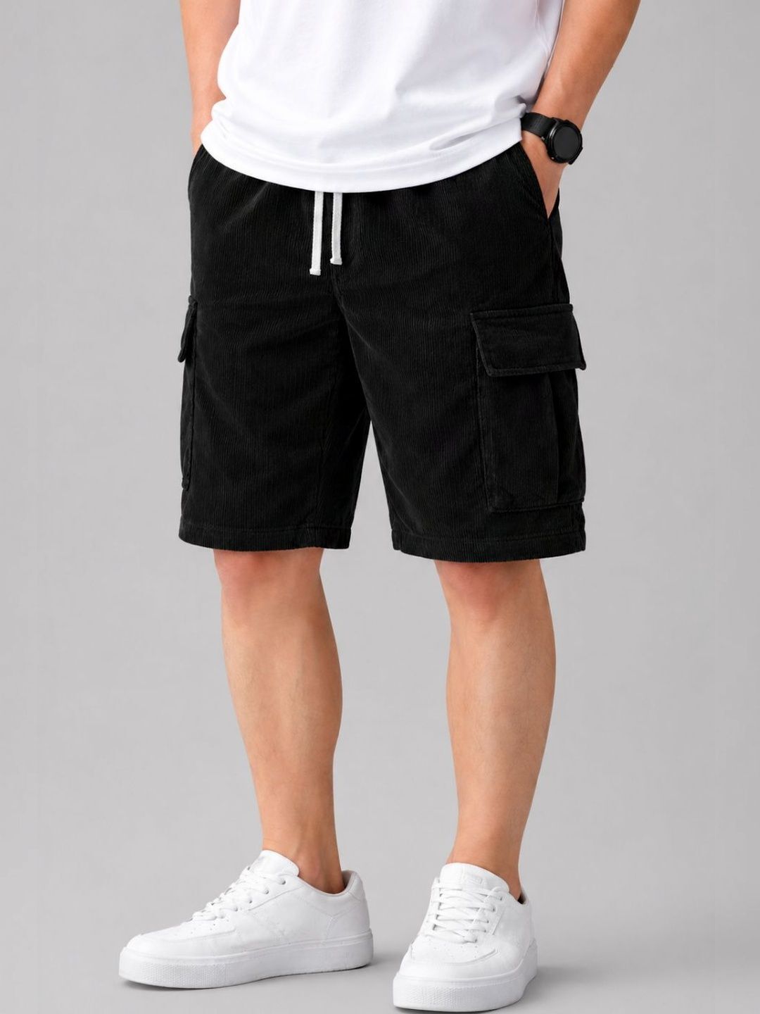 metronaut Men's Comfortable Solid Polycotton Lounge & Casual Shorts Solid Men Black Casual Shorts-picture-11