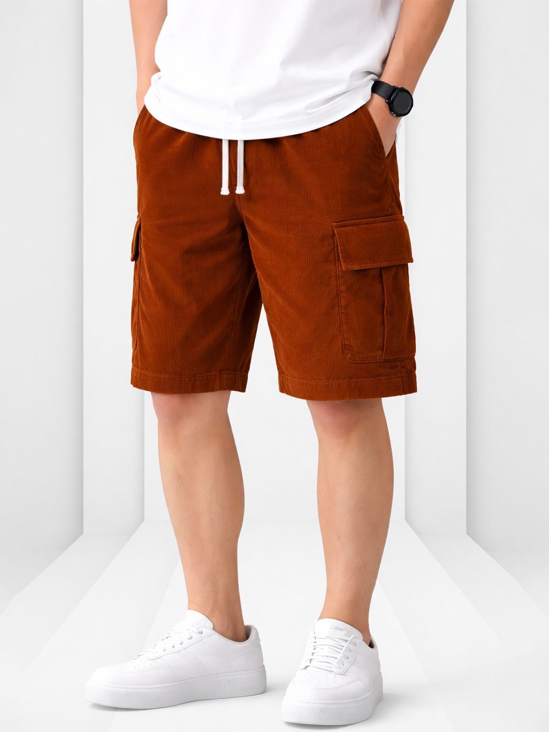 metronaut Men's Comfortable Solid Polycotton Lounge & Casual Shorts Solid Men Brown Casual Shorts-picture-14