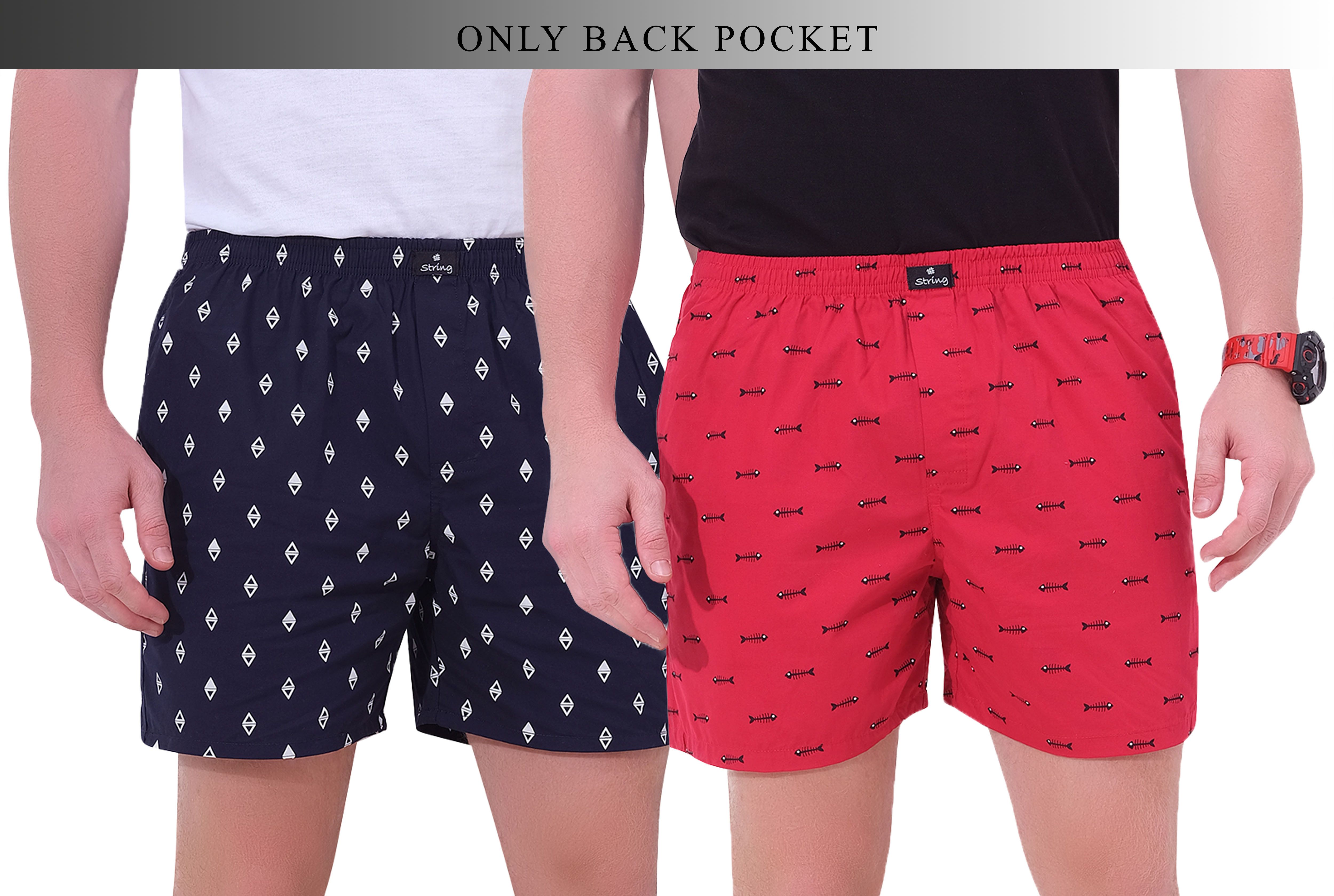 Pack of 2 Printed Men Red, Dark Blue Boxer Shorts-image-31