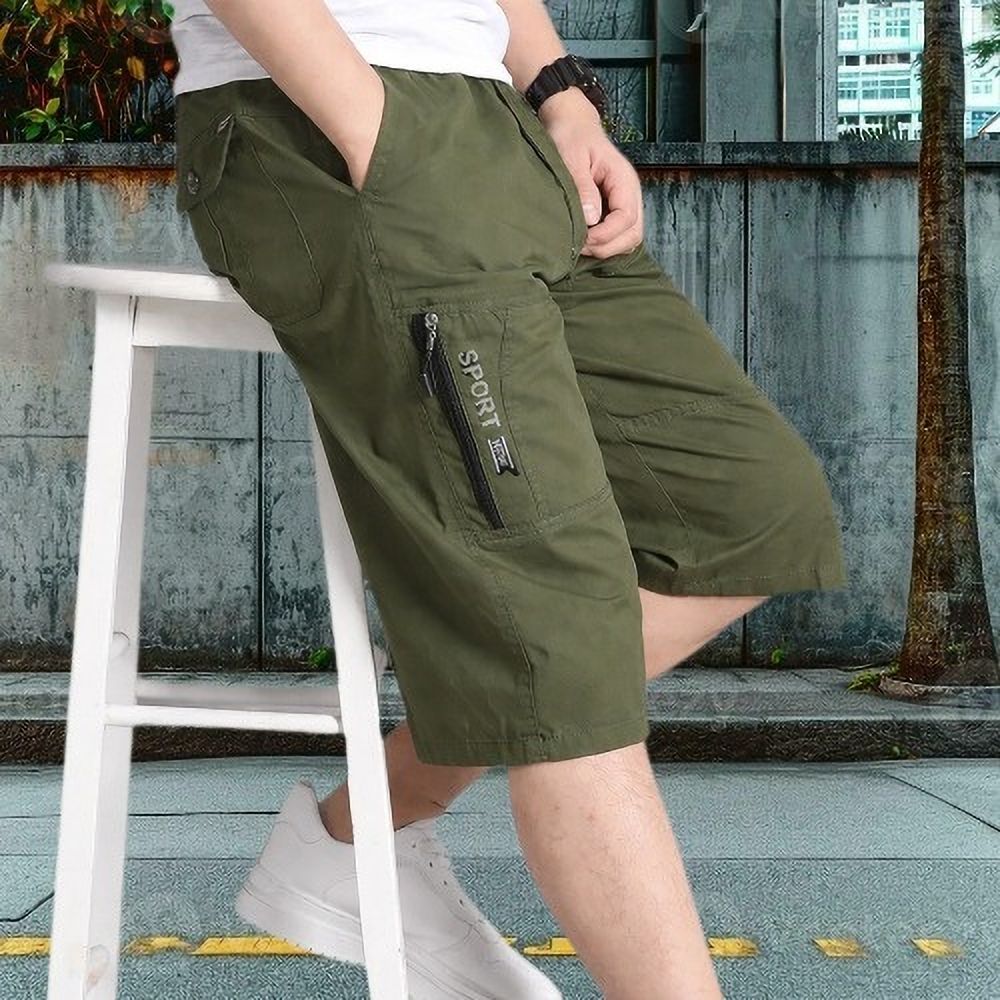 Self Design Men Green Cargo Shorts-image-36