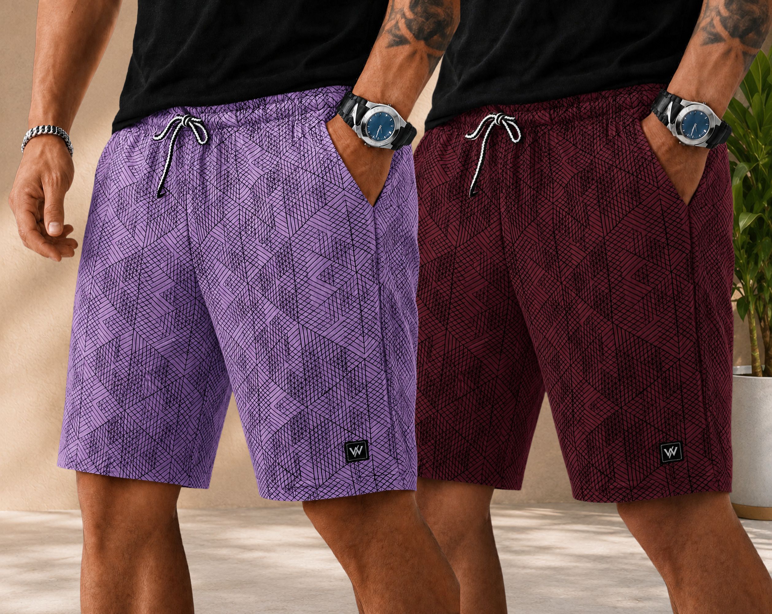 wereko Pack of 2 Self Design Men Multicolor Regular Shorts-picture-41