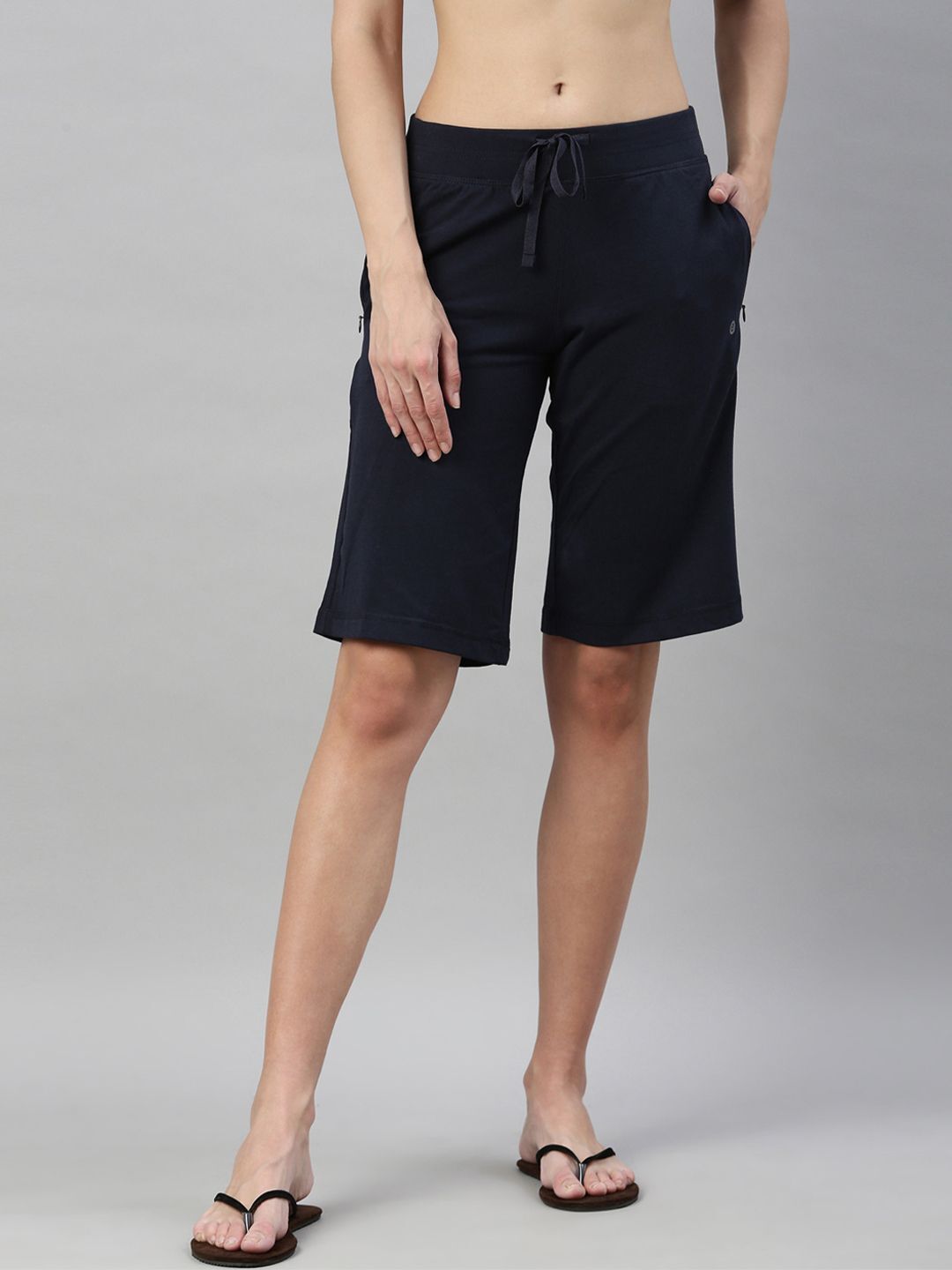 Solid Women Blue Regular Shorts-image-21