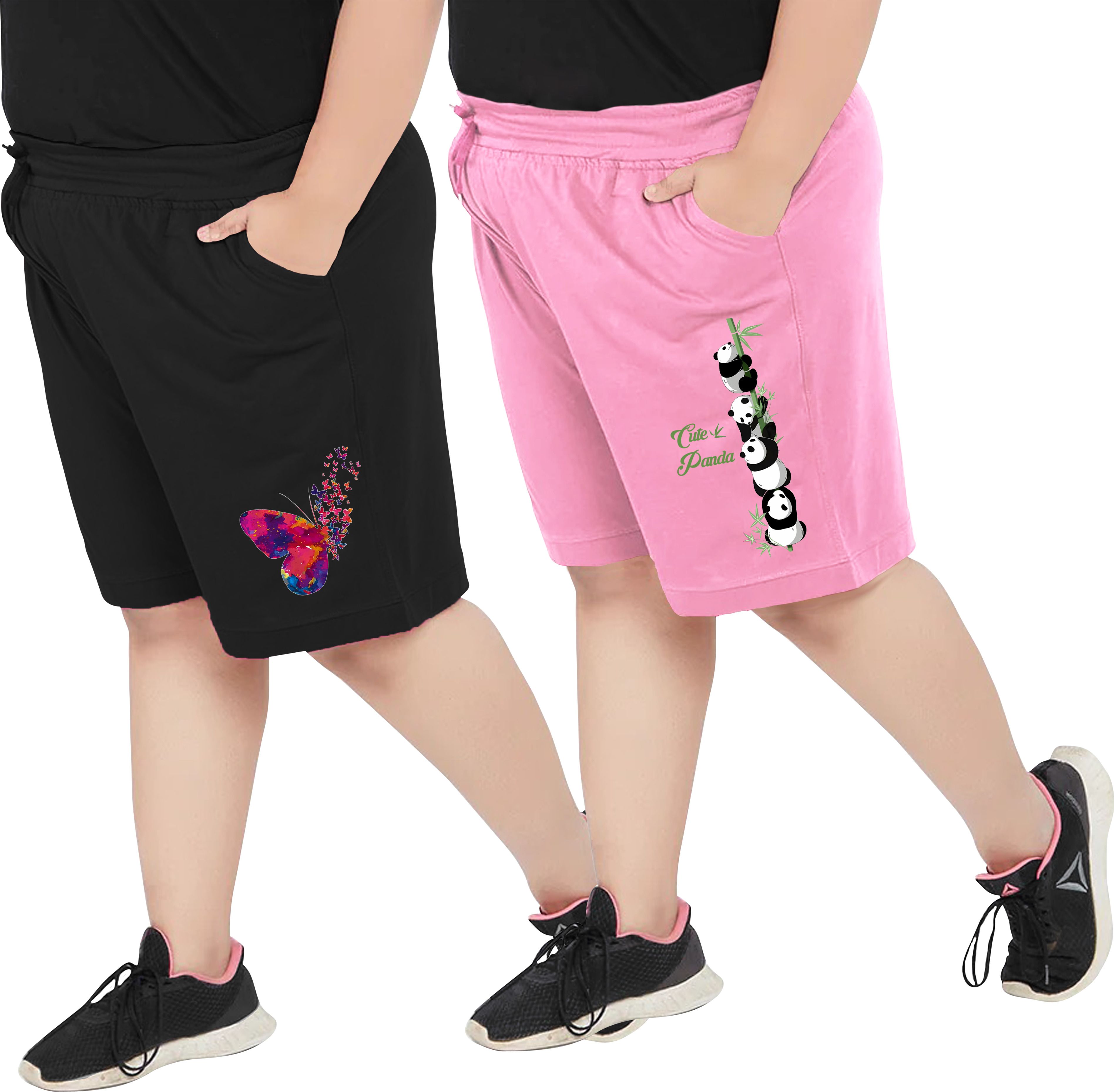 elite soul Pack of 2 Graphic Print Women Multicolor Casual Shorts-picture-32