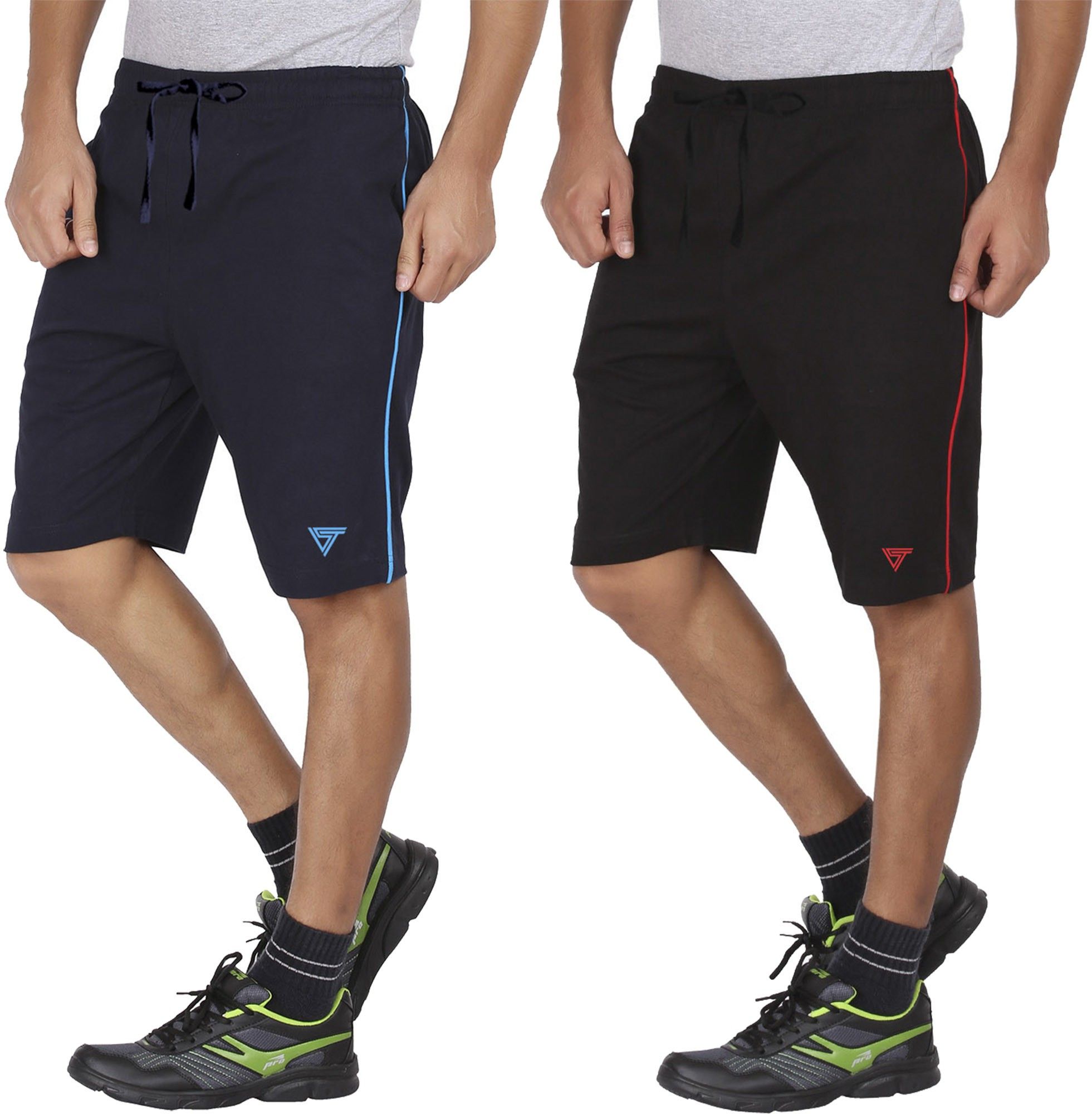 southtree Pack of 2 Solid Men Blue, Black Casual Shorts-picture-12