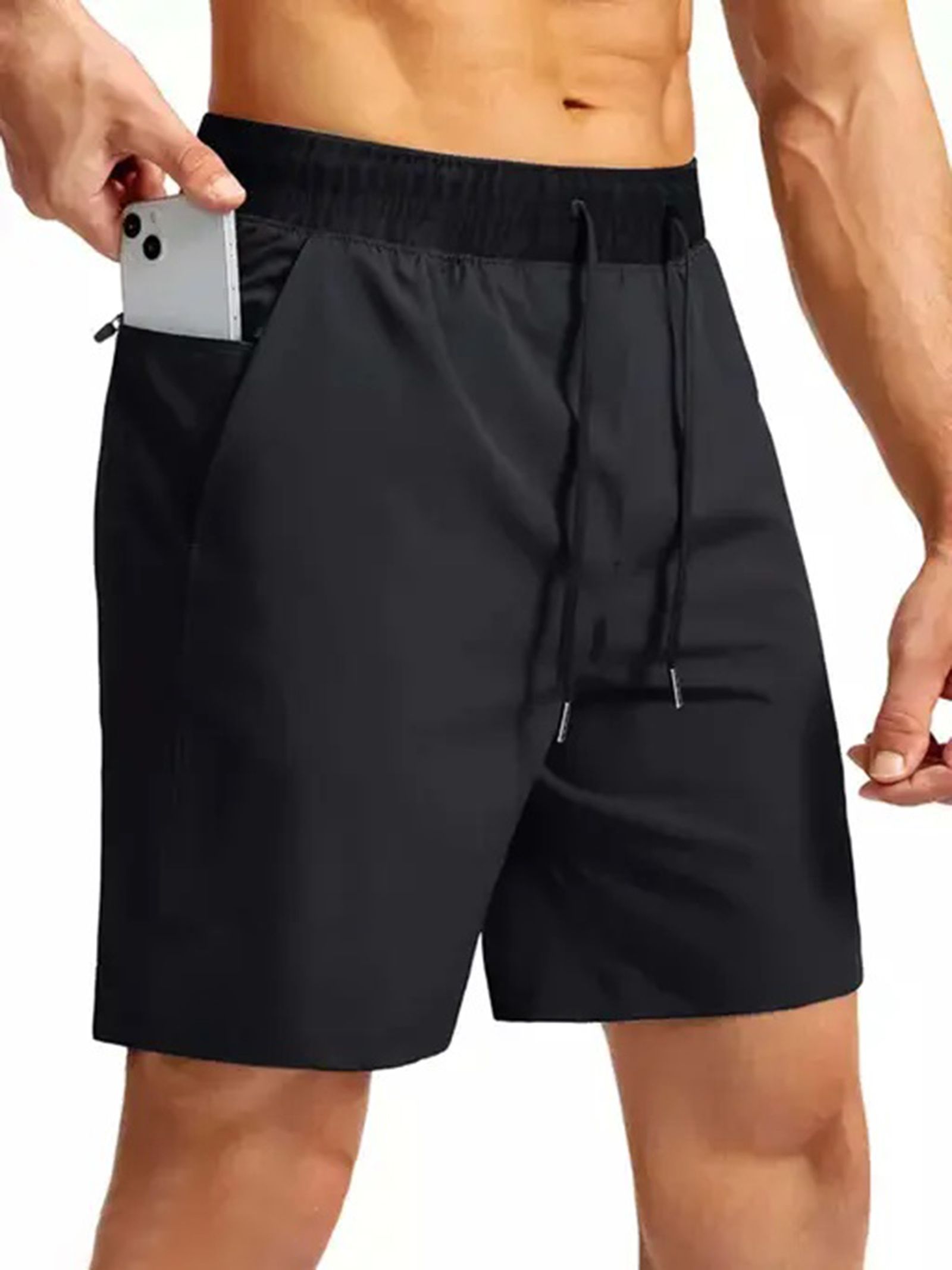Solid Men Black Gym Shorts, Running Shorts, Sports Shorts-image-23