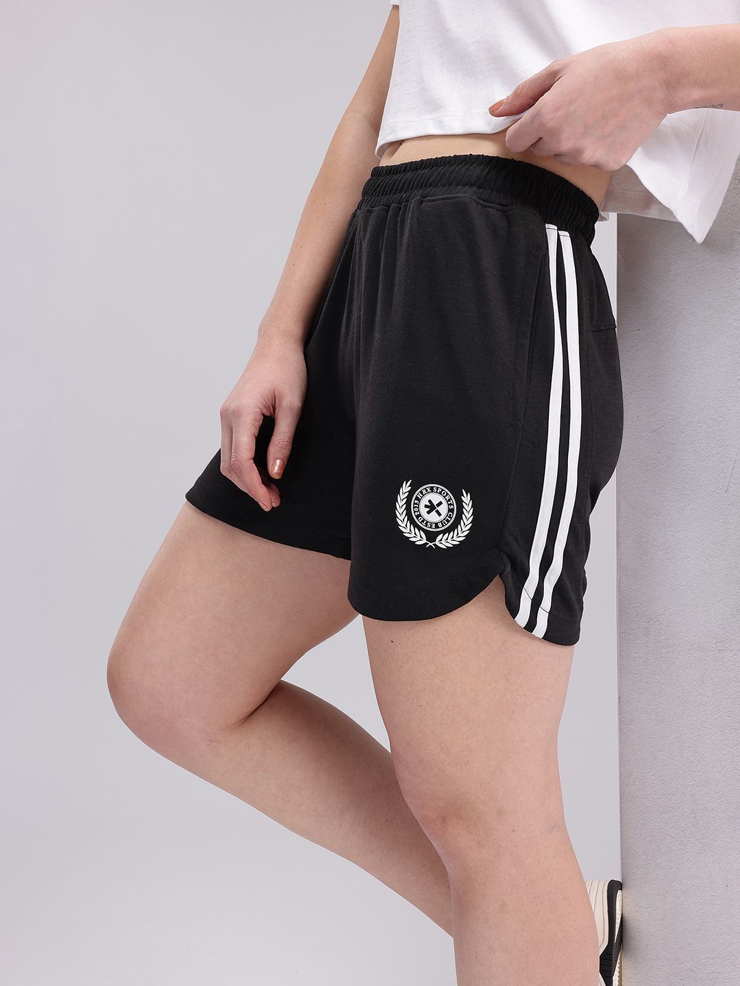 hrx by hrithik roshan Solid Women Black Regular Shorts-picture-11
