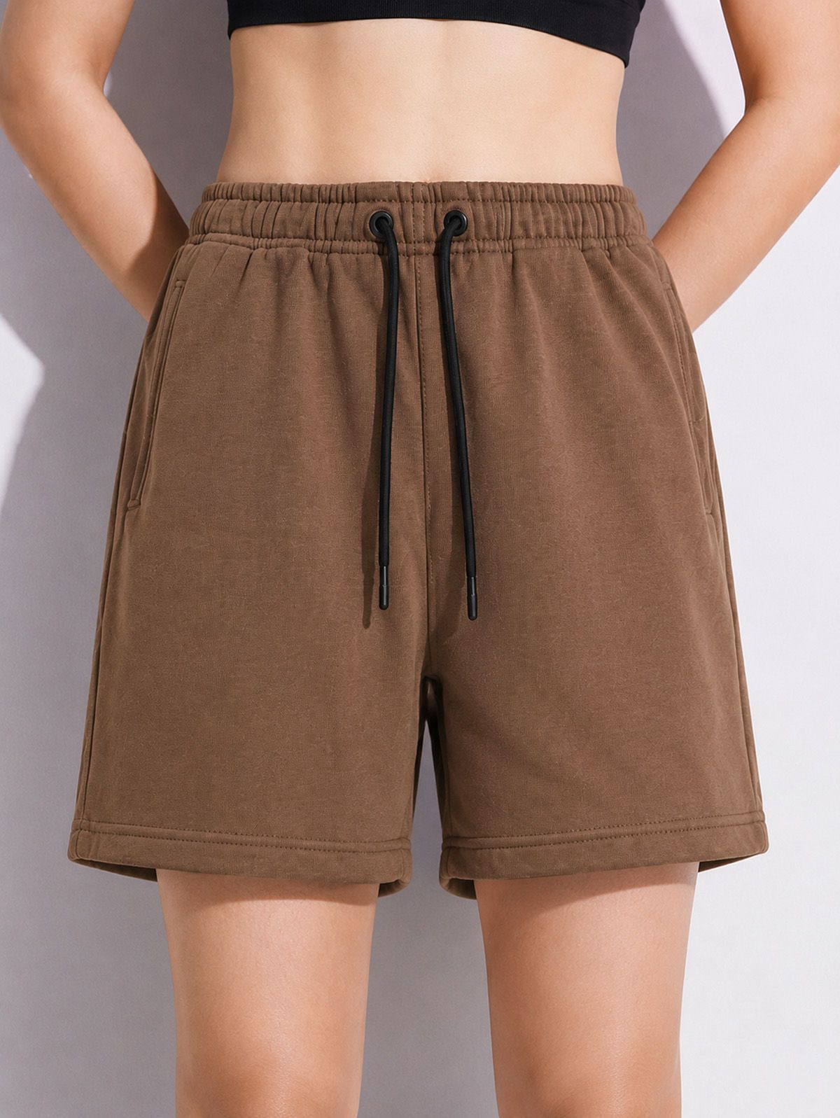 athliv Solid Women Brown Regular Shorts-picture-10