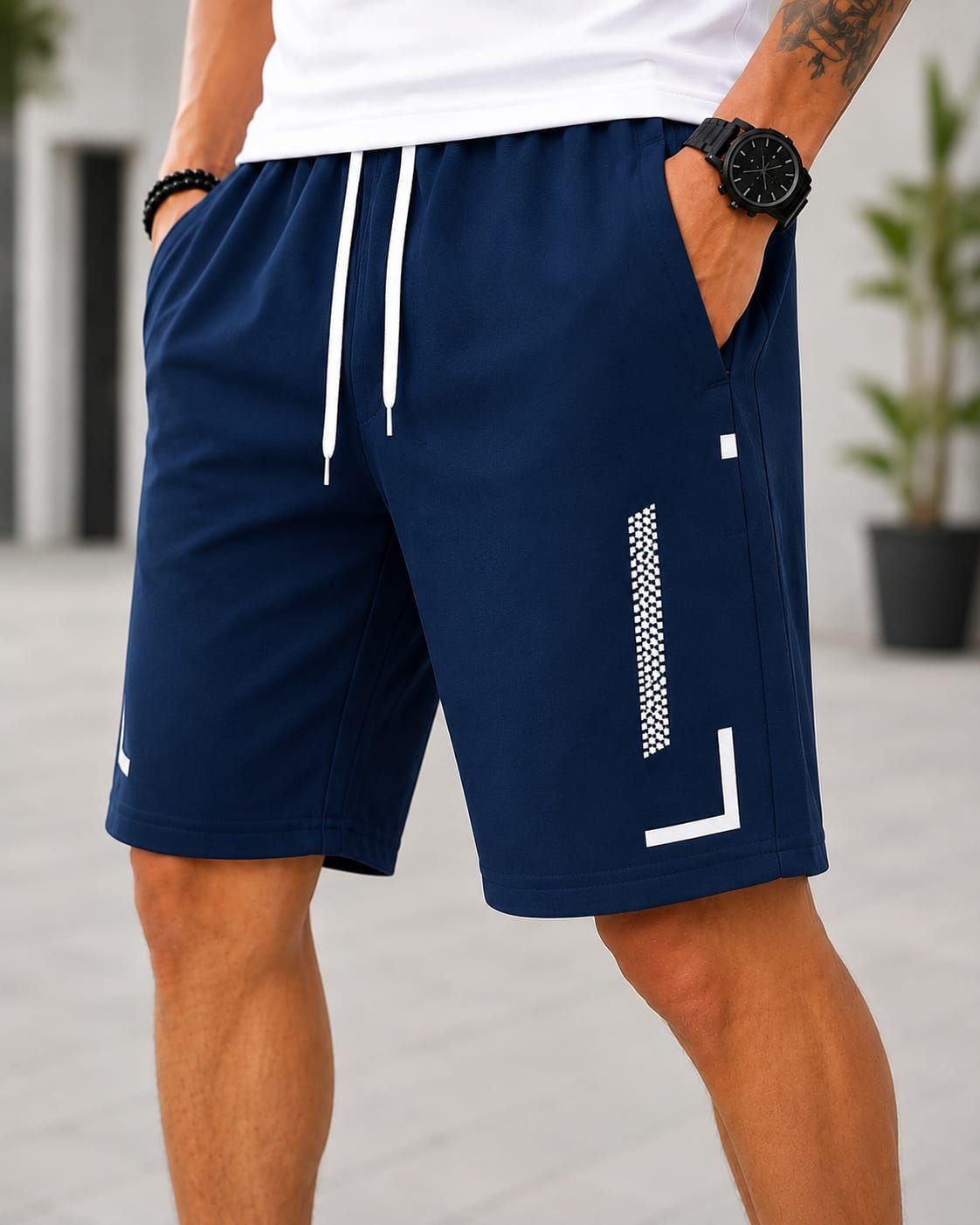 Self Design Men Dark Blue Casual Shorts-image-21