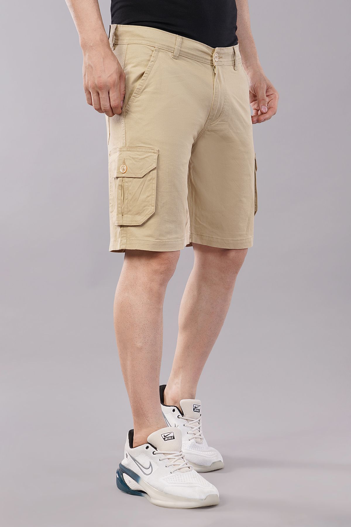 nivasu Solid Men Beige Cargo Shorts-picture-12
