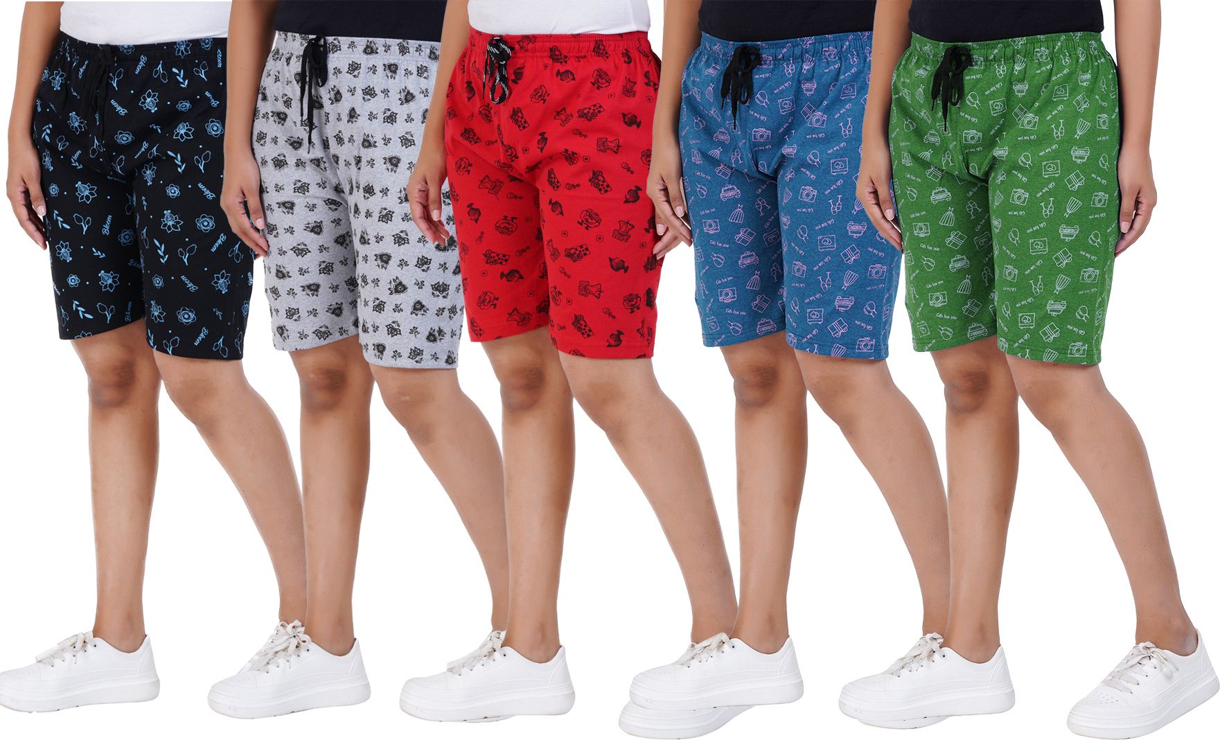 houseofcommon Pack of 5 Printed Women Multicolor Beach Shorts-picture-39