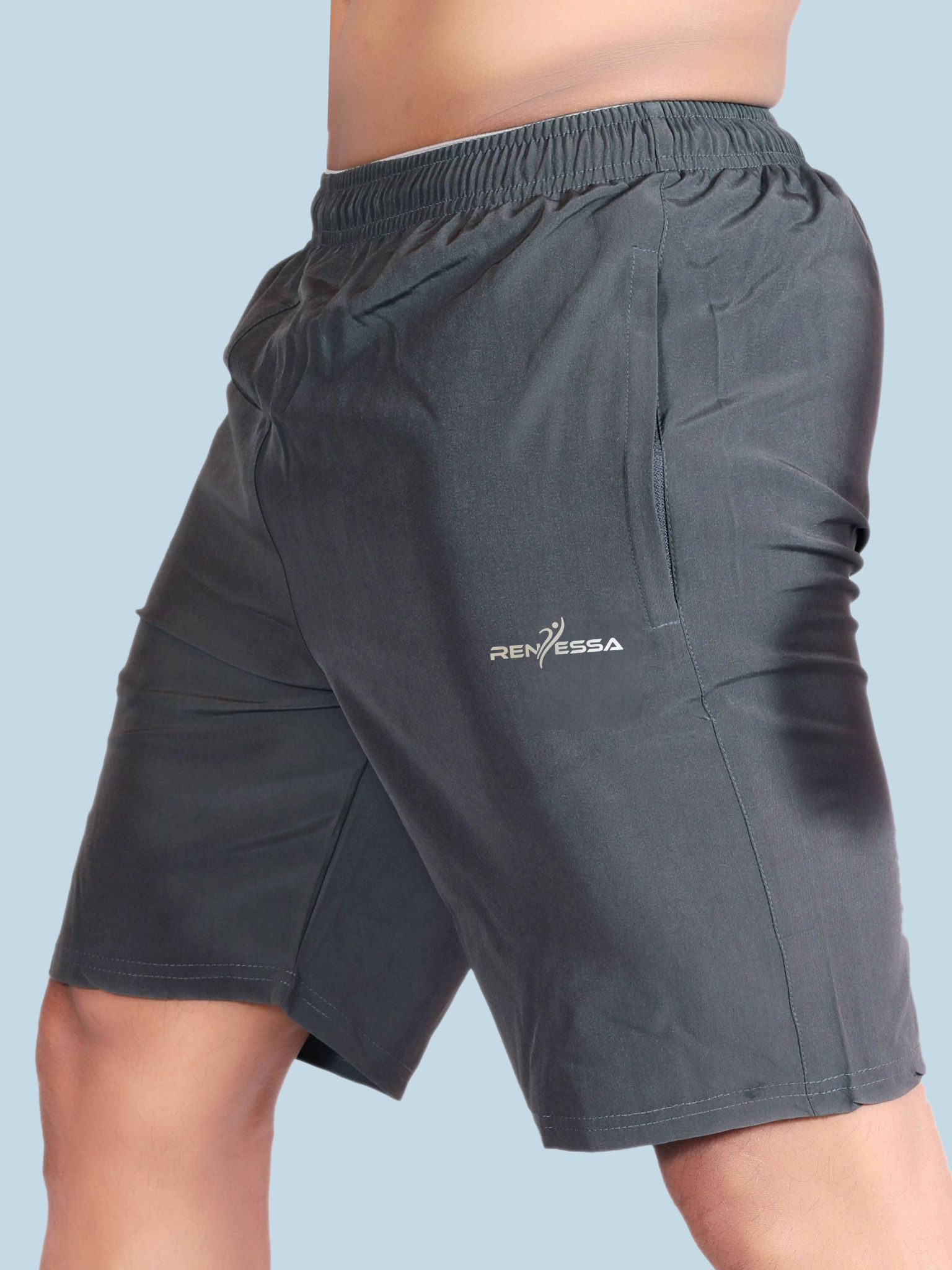 Solid Men Grey Gym Shorts, Sports Shorts, Casual Shorts-image-49