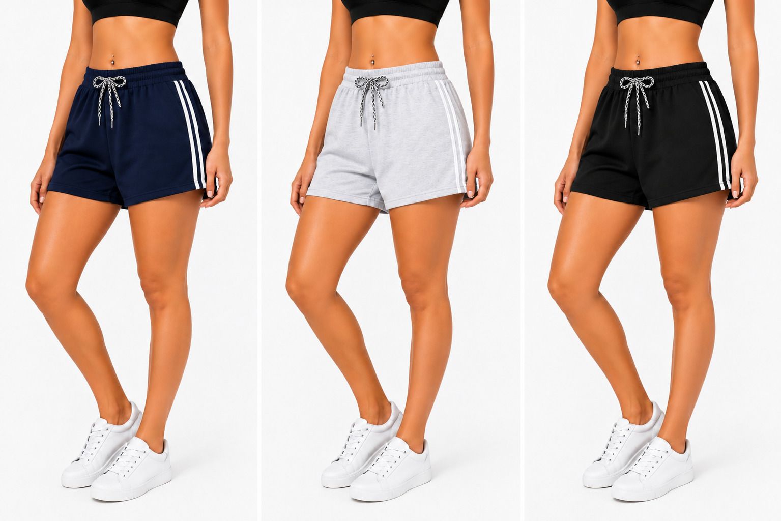 topup Pack of 3 Striped Women Multicolor Casual Shorts, Basic Shorts, Regular Shorts-picture-18