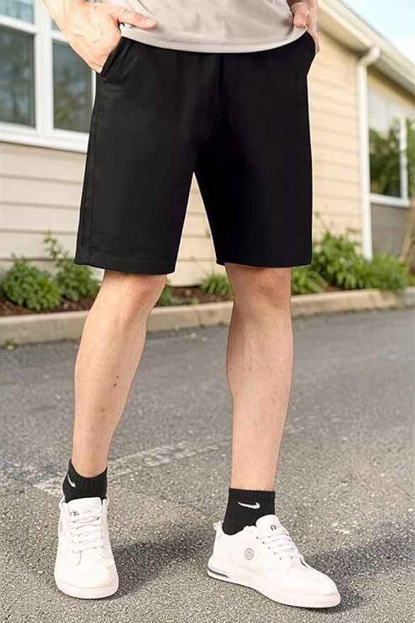 metronaut Men's Solid Casual Regular Fit Cotton Blend Shorts Solid Men Black Regular Shorts-picture-11