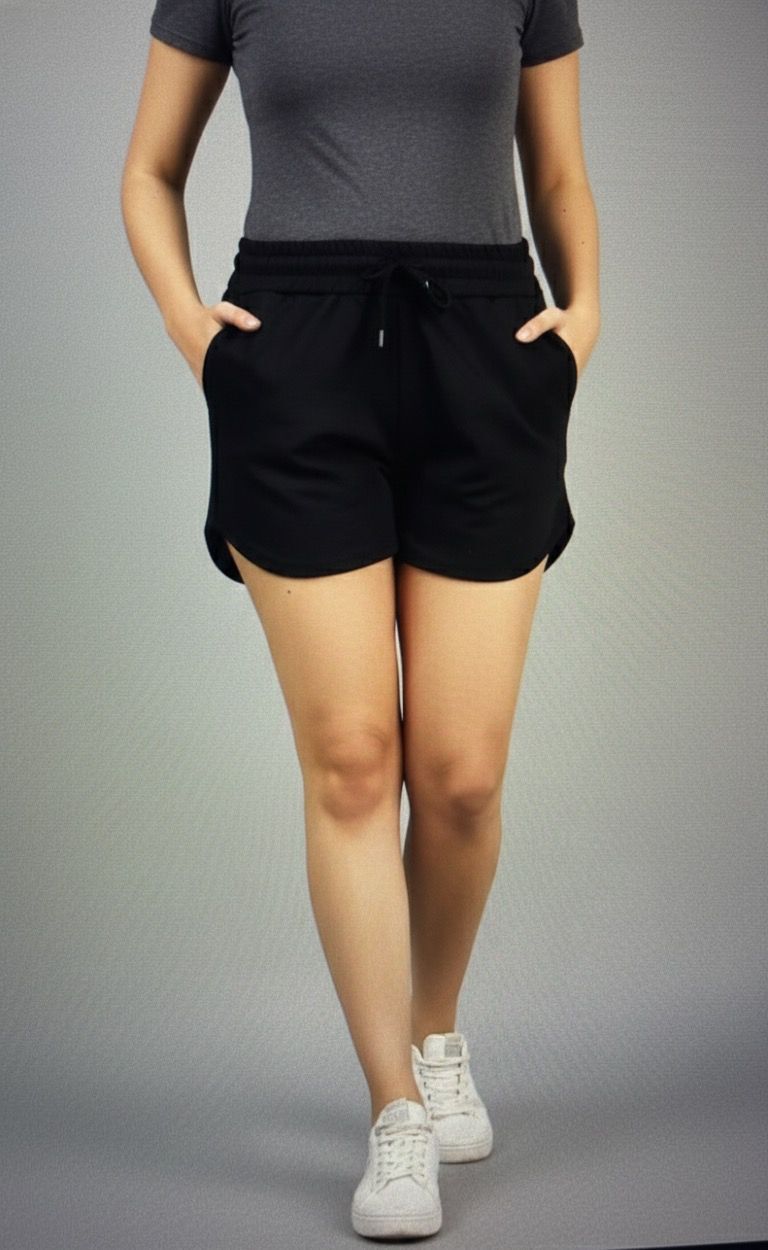 genzee Solid Women Black Casual Shorts, Basic Shorts-picture-15