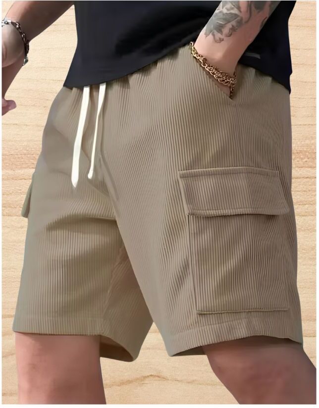 vivek Solid Men Beige Cargo Shorts-picture-23