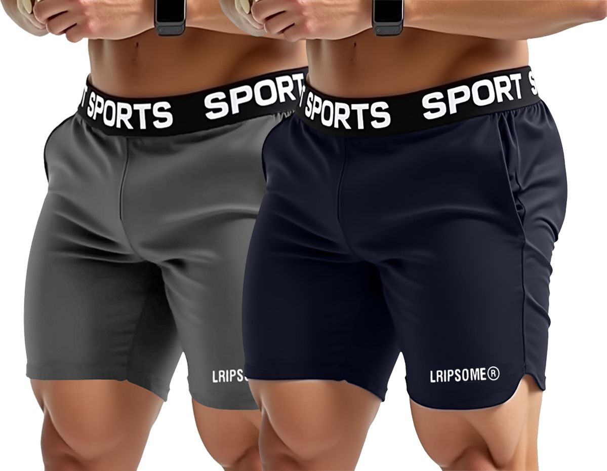 Pack of 2 Solid Men Grey, Dark Blue Boxer Shorts-image-32