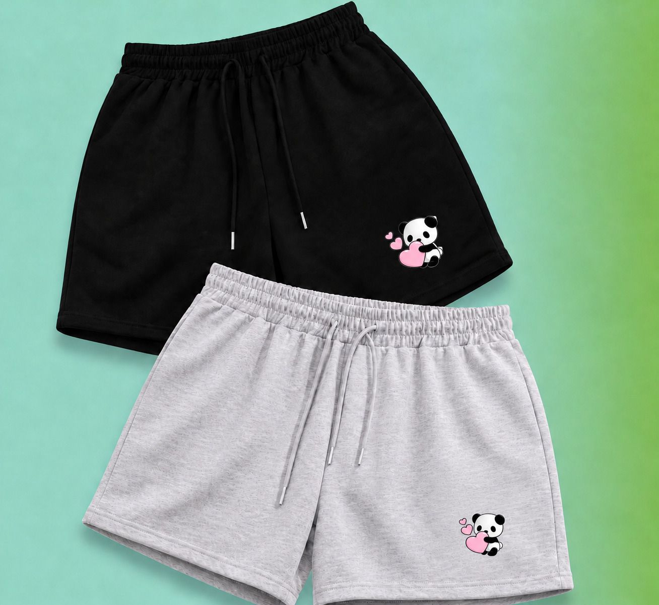 vivdly Pack of 2 Printed Women Black, Grey Casual Shorts-picture-12