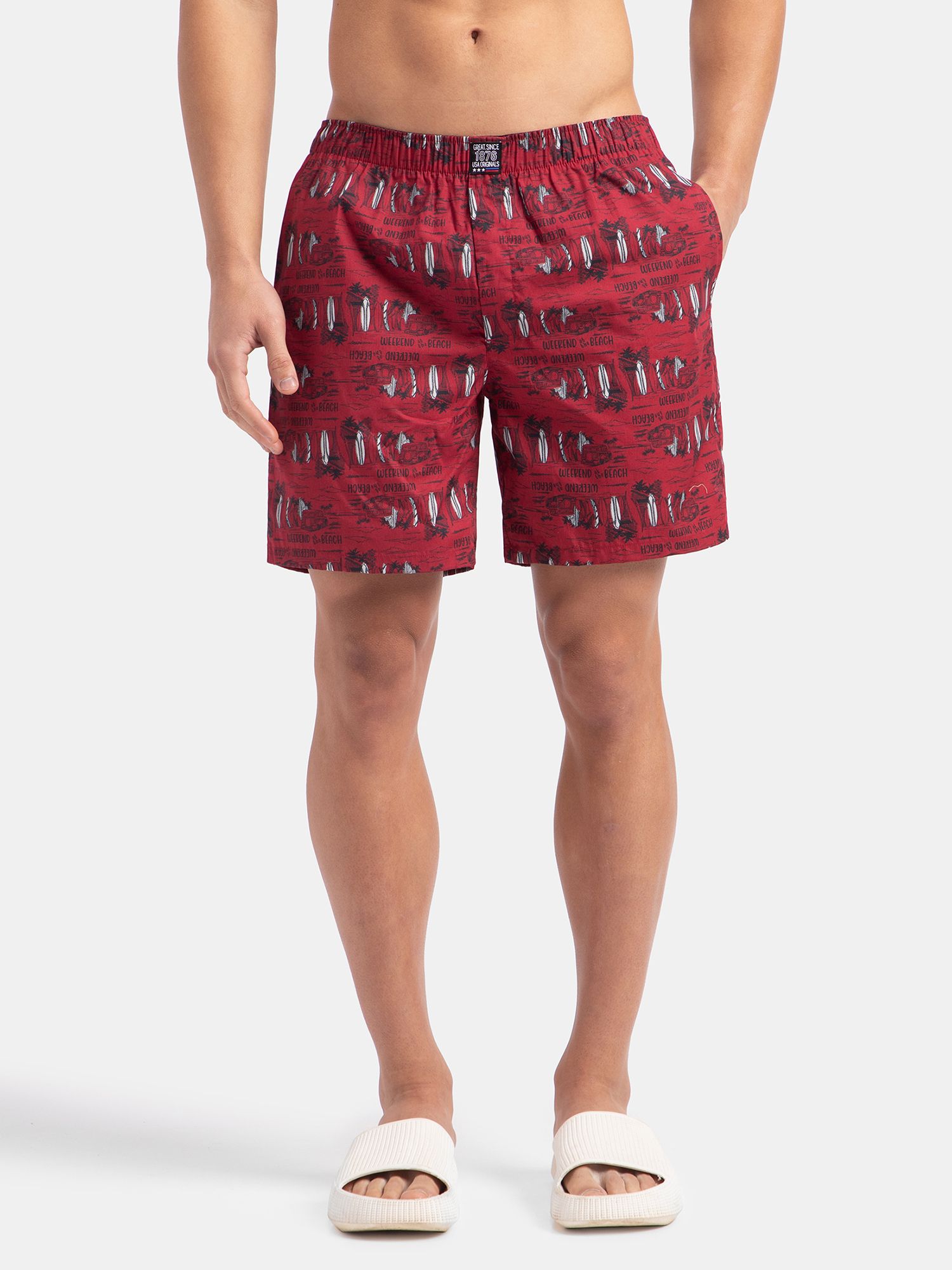 jockey Printed Men Red Boxer Shorts-picture-12
