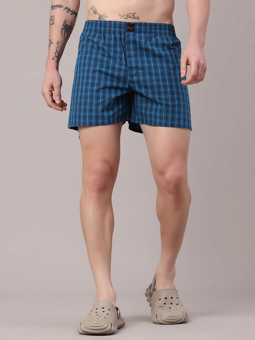 v-mart Checkered Men Blue Boxer Shorts-picture-11