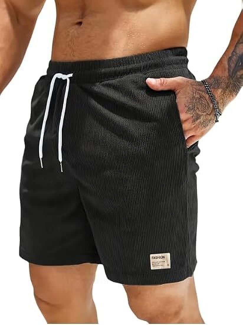 jexputi Solid Men Black Casual Shorts-picture-1