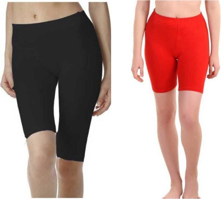 vishwakarm trend Pack of 2 Solid Women Black, Red Gym Shorts, Night Shorts, Running Shorts, Sports Shorts, Cycling Shorts, Swim Shorts-picture-47