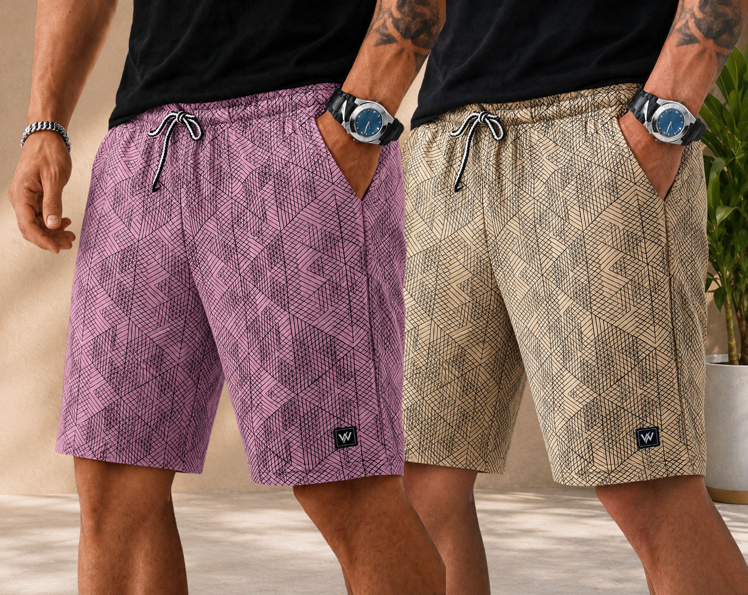 wereko Pack of 2 Self Design Men Multicolor Regular Shorts-picture-22