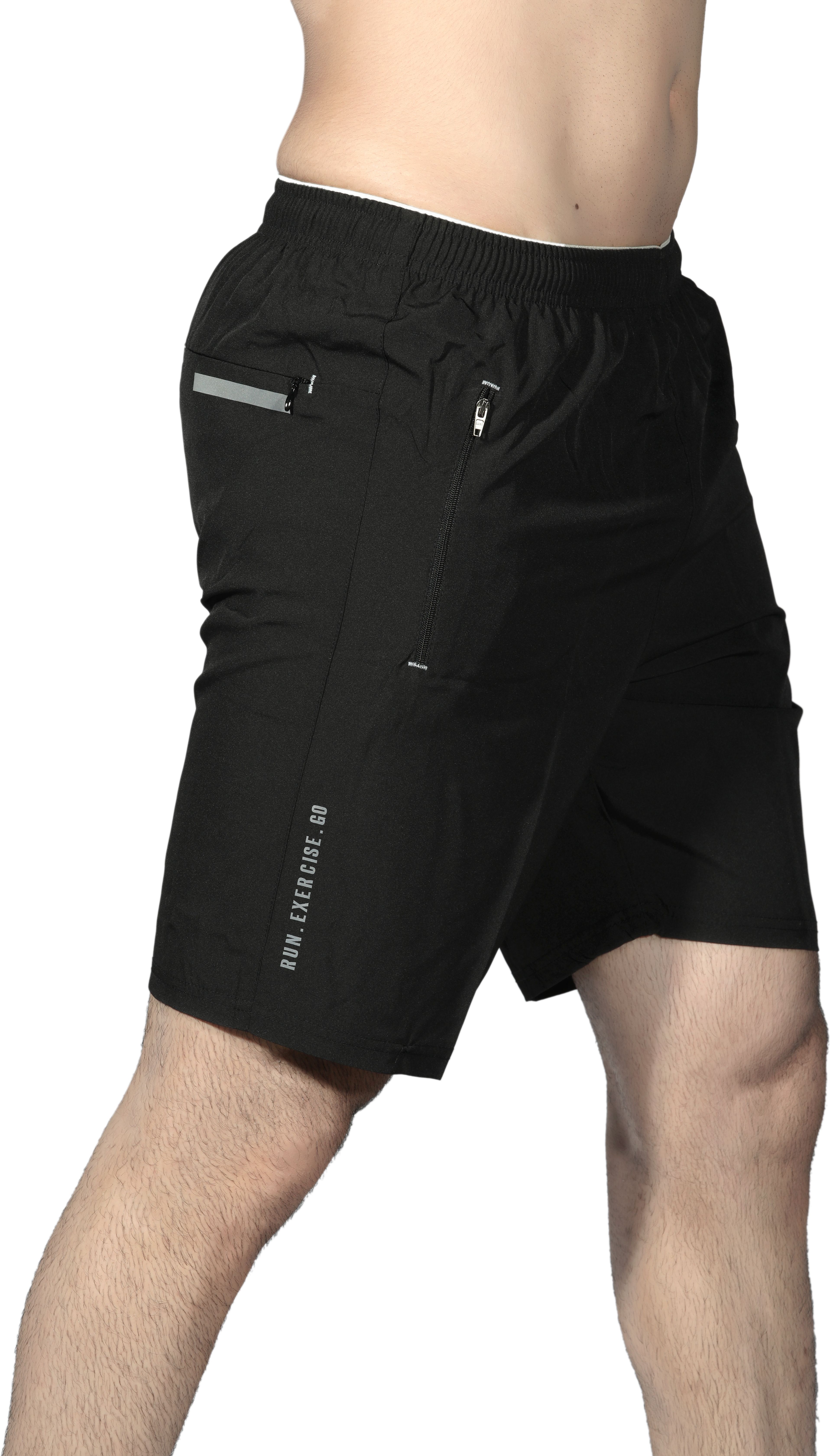 renessa Solid Men Black Sports Shorts-picture-10