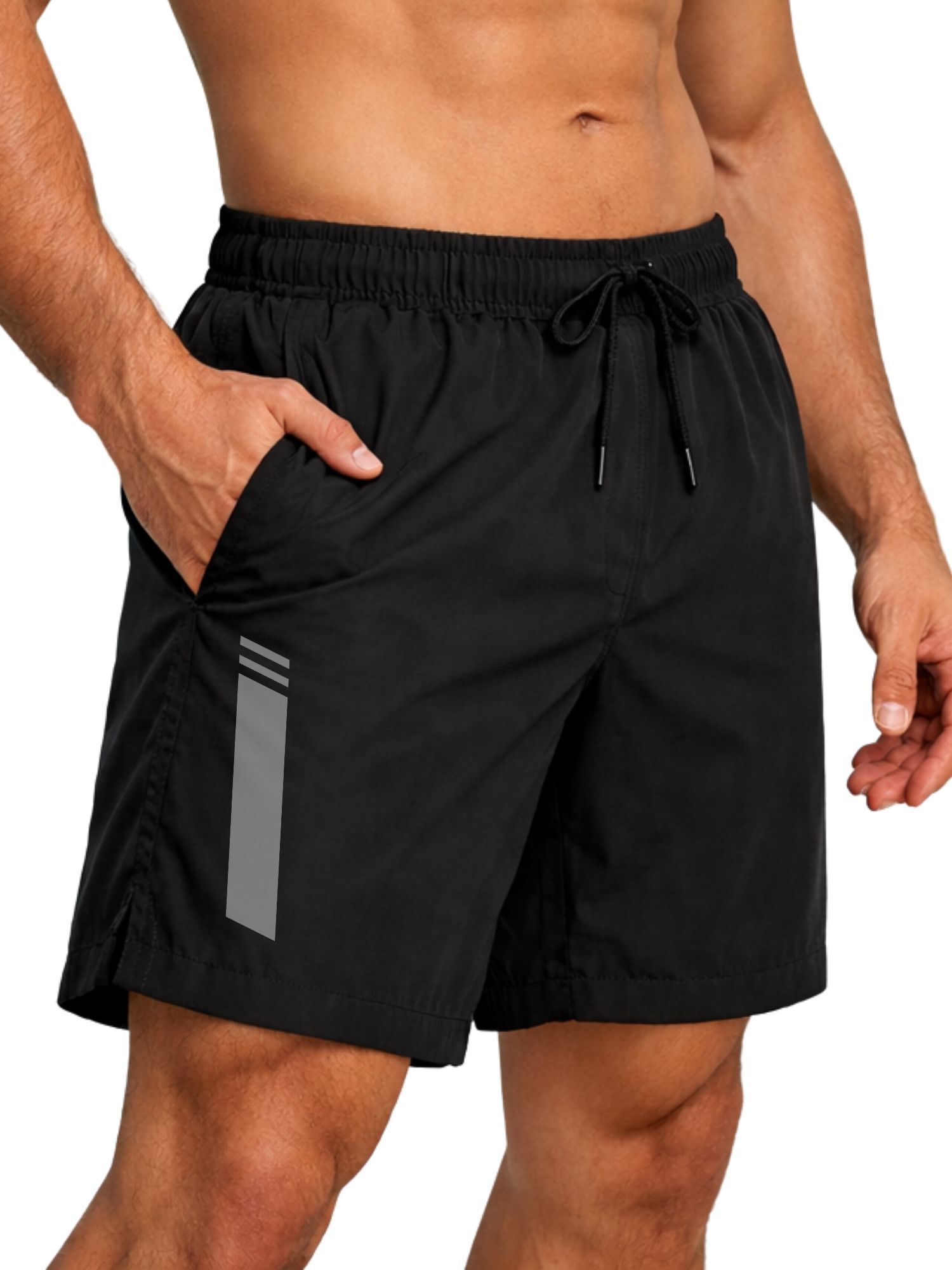 3colors Solid, Graphic Print Men Black Sports Shorts-picture-27