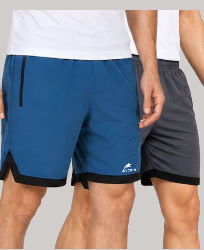 jaxcion Pack of 2 Solid Men Blue, Dark Grey Compression Shorts, Gym Shorts, Regular Shorts, Running Shorts, Sports Shorts-picture-31