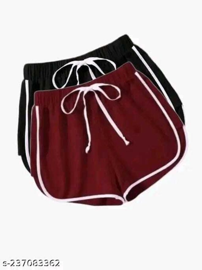 powermerc Pack of 2 Color Block Women Multicolor Casual Shorts-picture-11