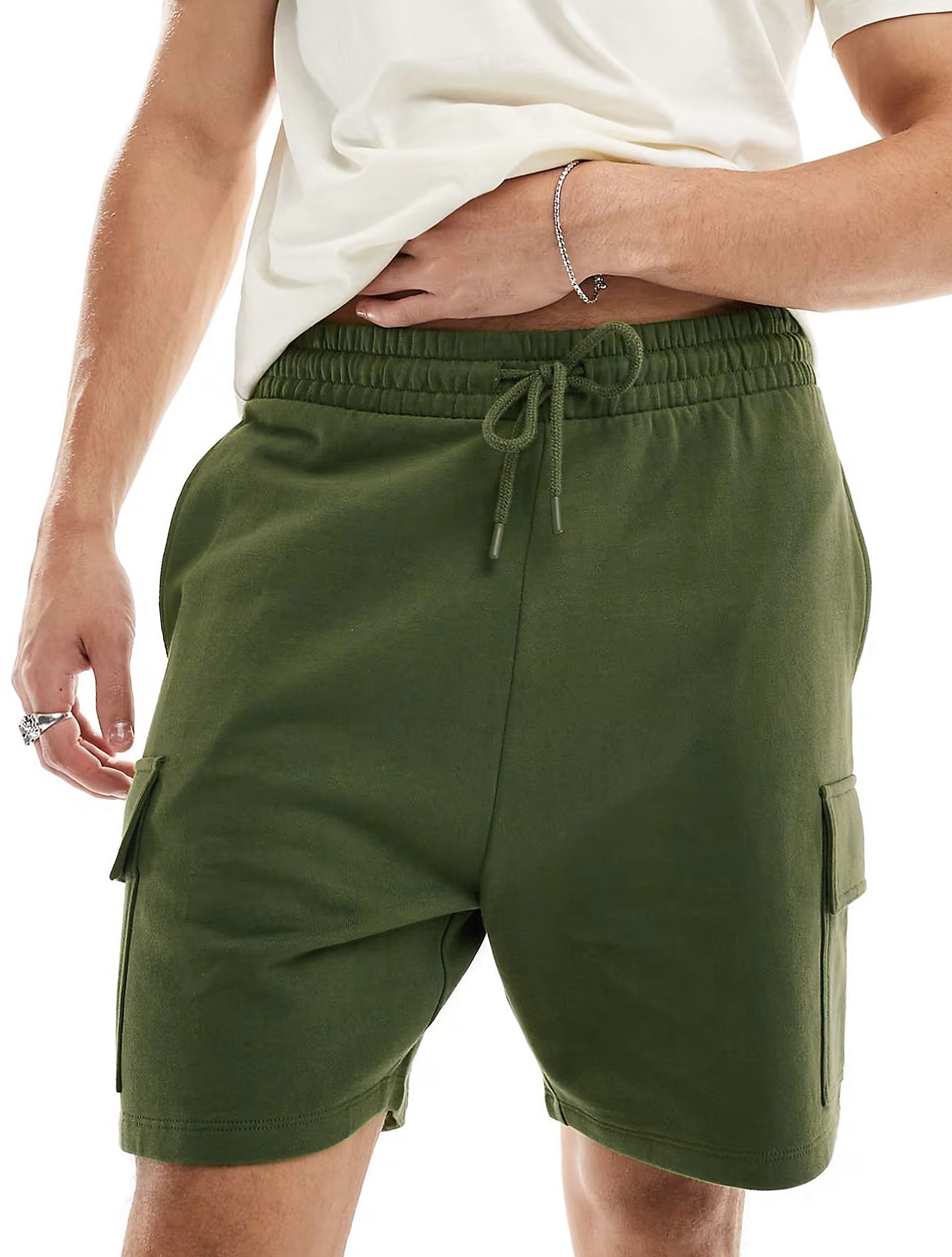 szn Solid Men Green Cargo Shorts-picture-14