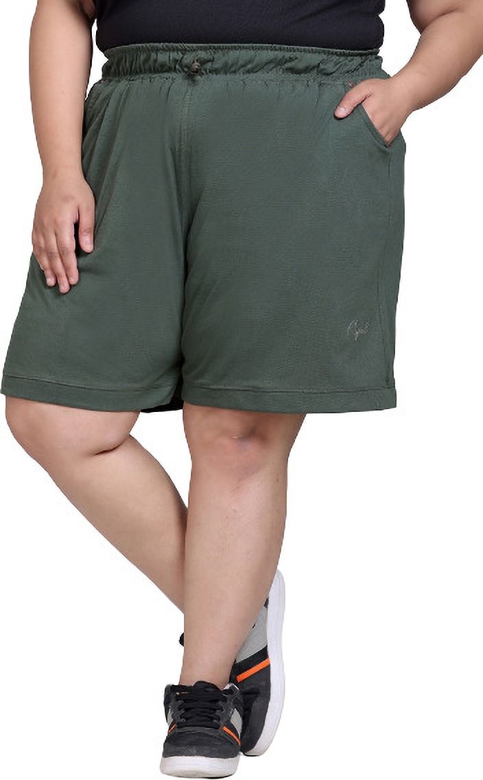 cupid Solid Women Green Regular Shorts-picture-21