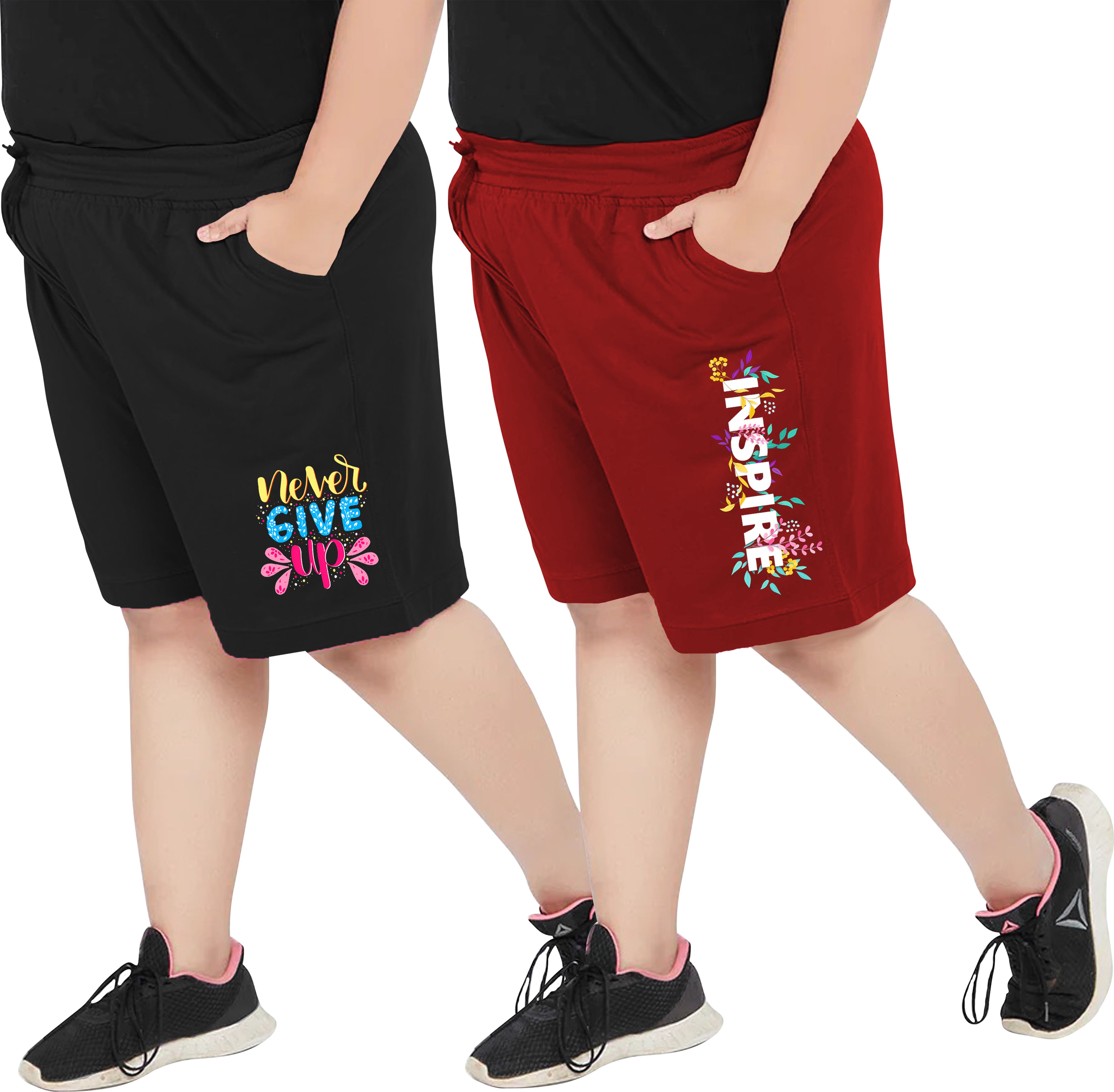 elite soul Pack of 2 Graphic Print Women Multicolor Casual Shorts-picture-15