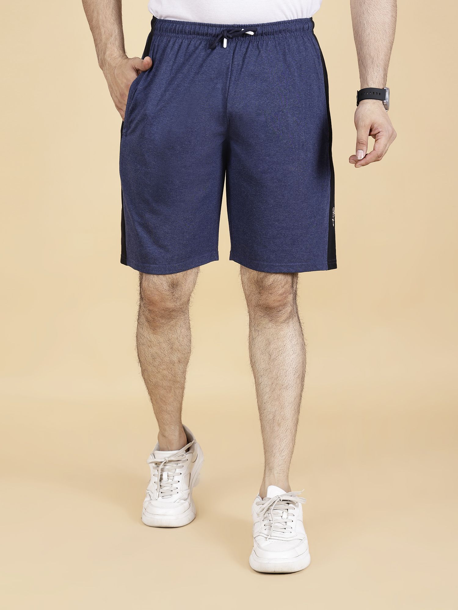 mast & harbour Solid Men Blue Regular Shorts-picture-20