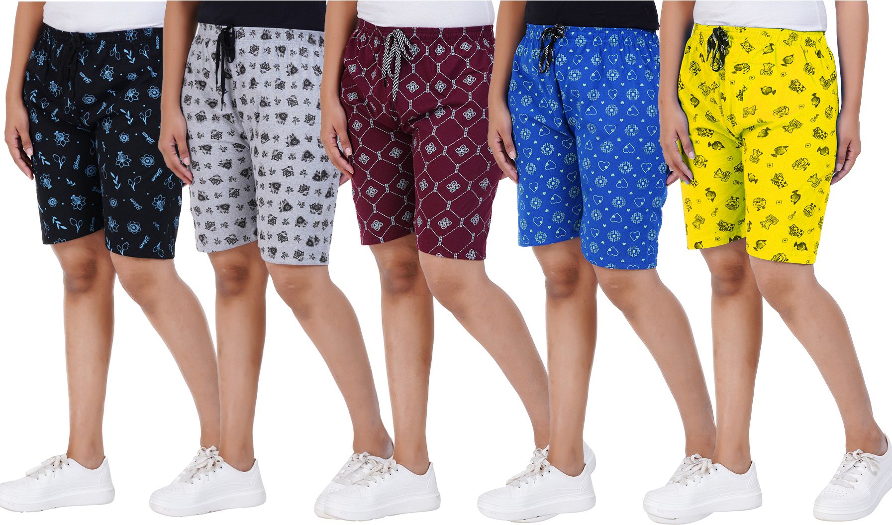 houseofcommon Pack of 5 Printed Women Multicolor Beach Shorts-picture-36