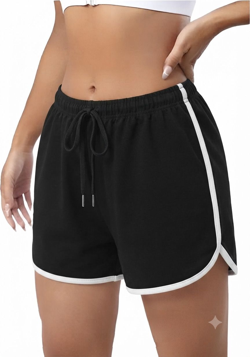 fasha Solid Women Black Gym Shorts, Running Shorts, Sports Shorts-picture-12