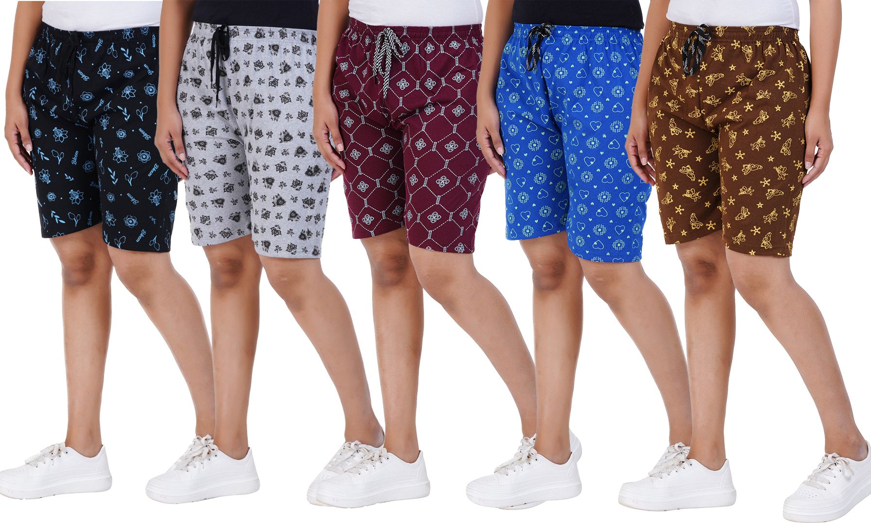 afra Pack of 5 Printed Women Multicolor Casual Shorts-picture-25