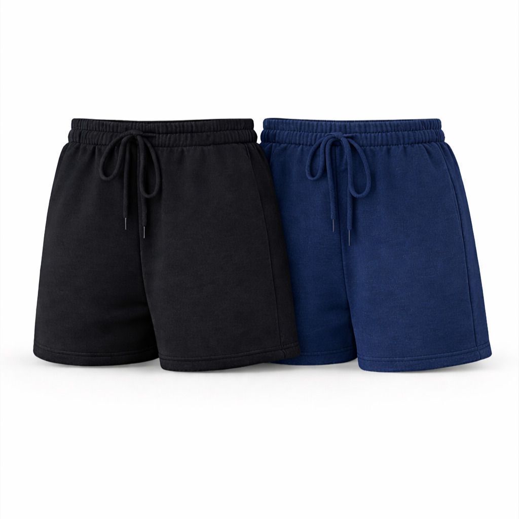 vastra Pack of 2 Solid Women Black, Blue Night Shorts-picture-32