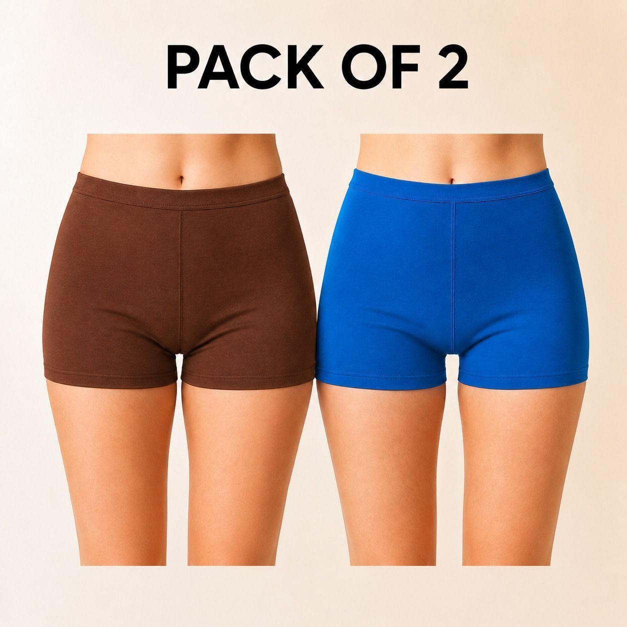 vishwakarm trend Pack of 2 Solid Women Brown, Blue Compression Shorts-picture-22