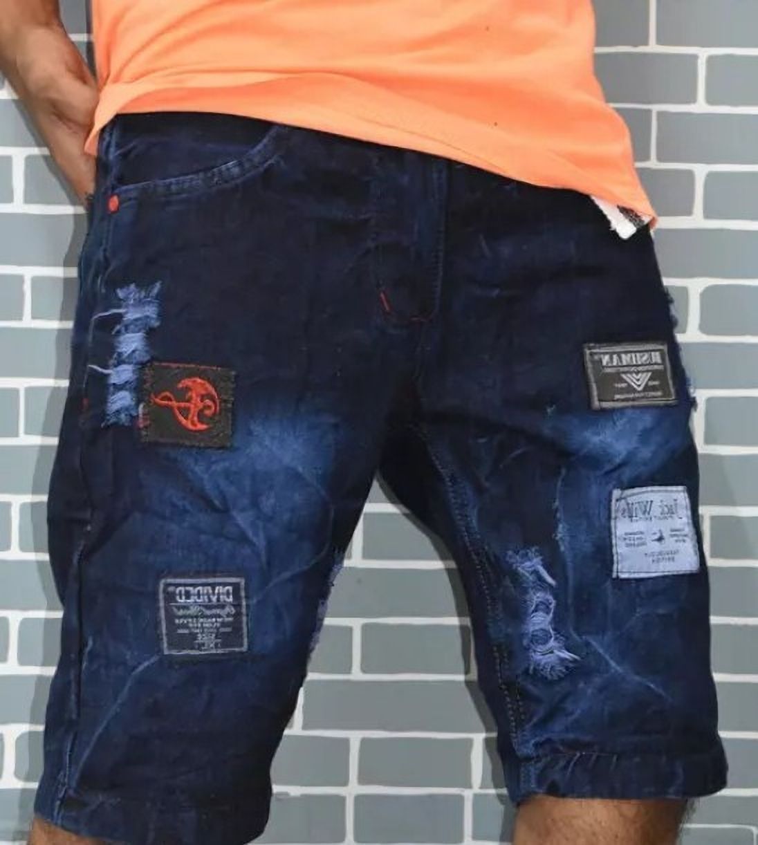 Solid Men Denim Blue Denim Shorts