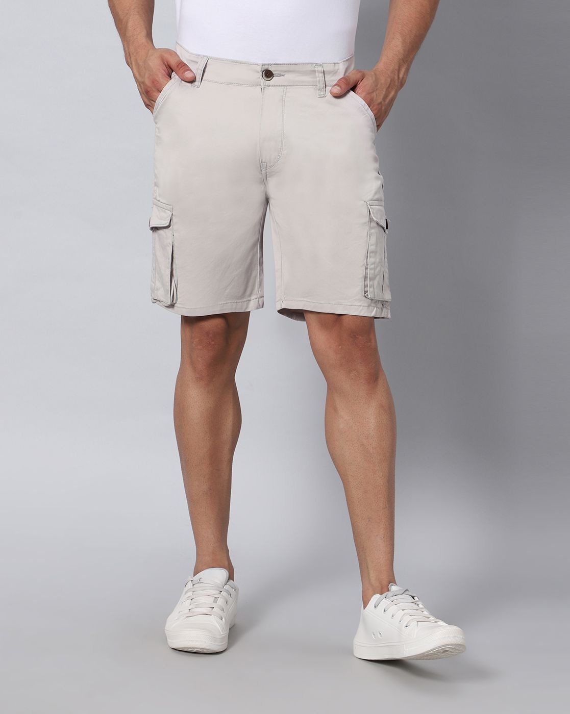 hence Solid Men Grey Cargo Shorts-picture-23