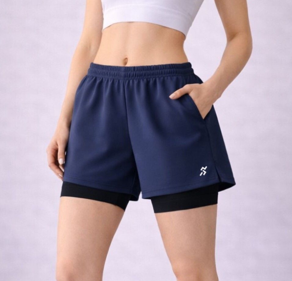house of fitness Solid Women Blue, Black Gym Shorts-picture-28