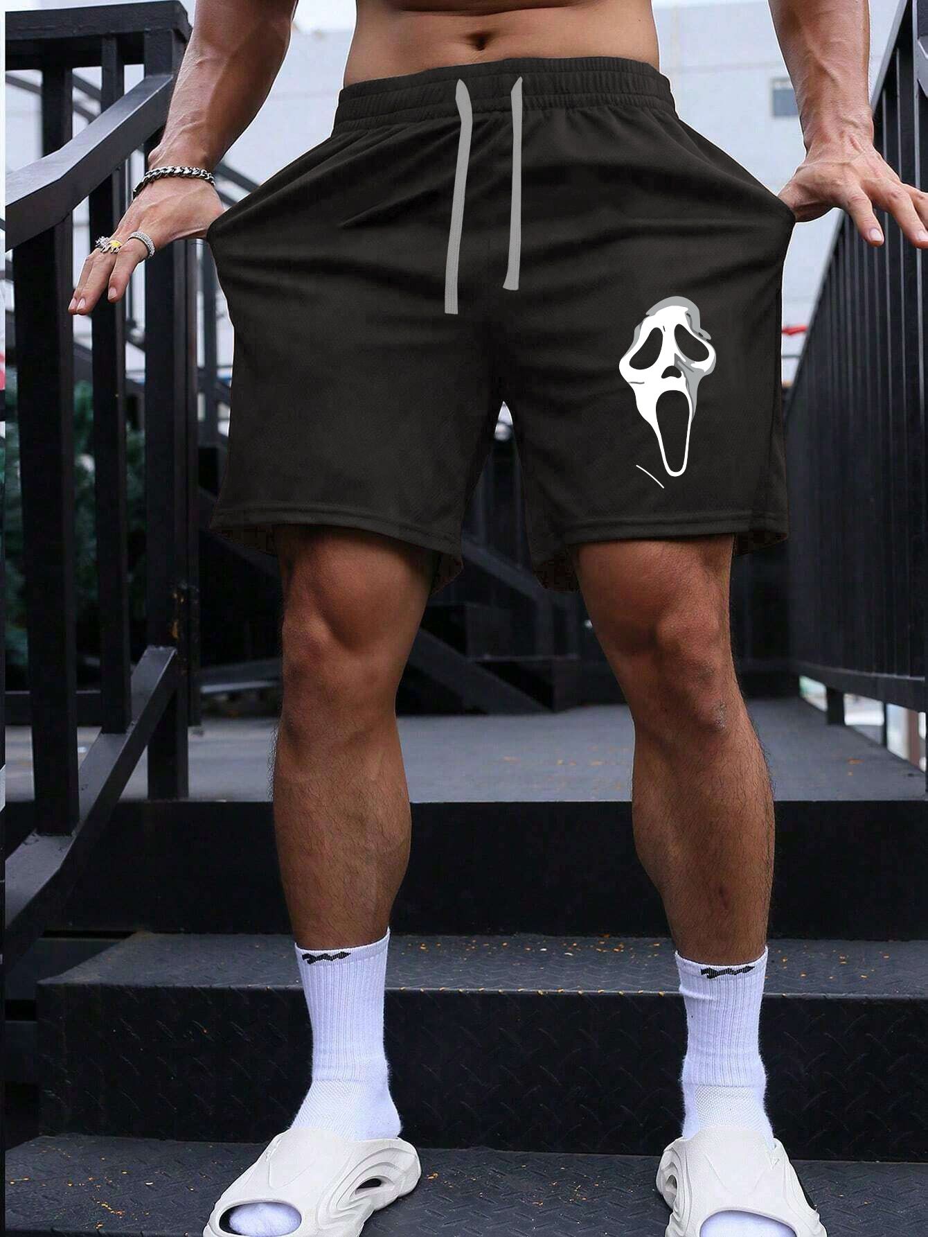 manlino Graphic Print Men Black Basic Shorts-picture-18