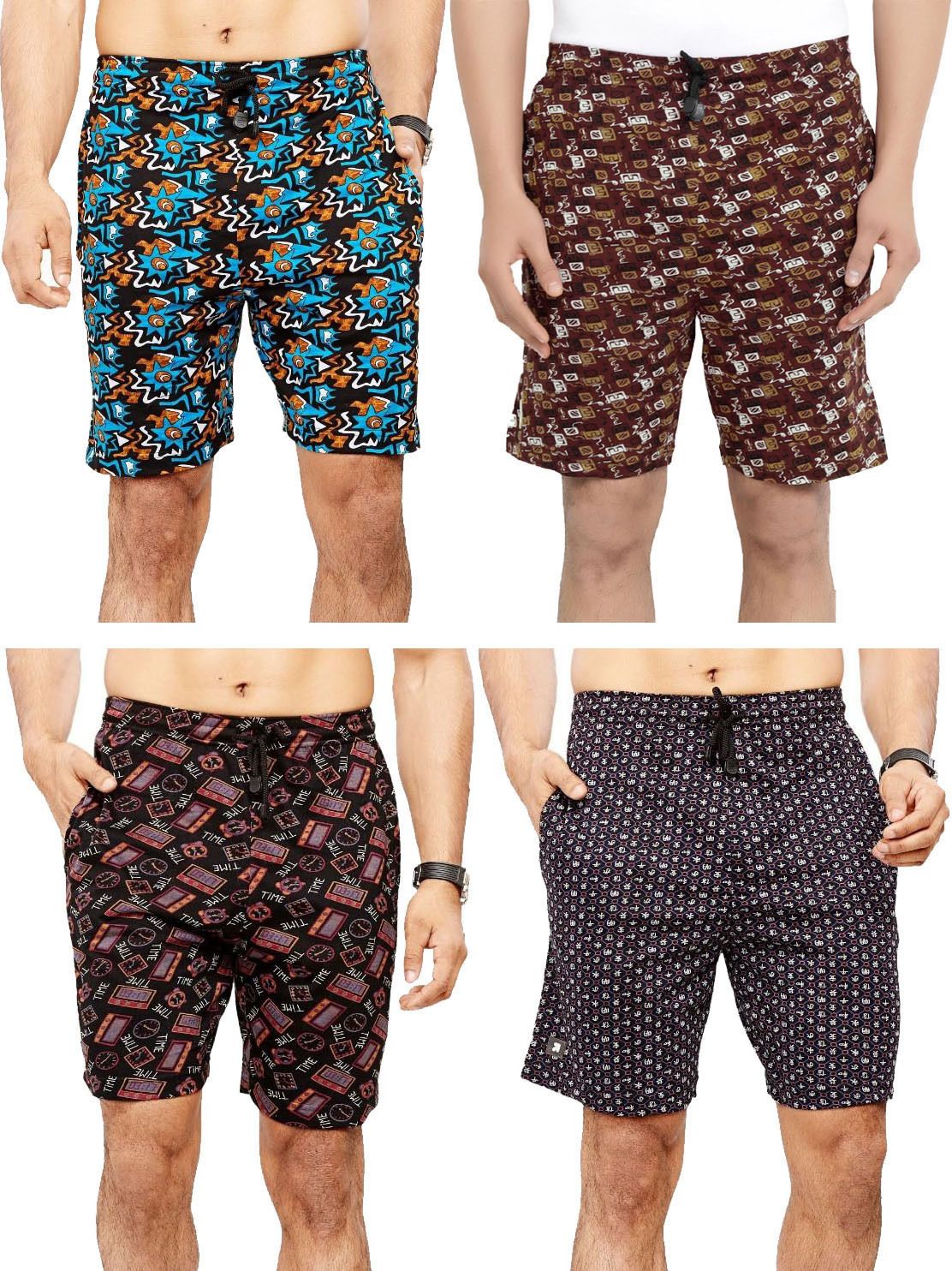 bumchums Pack of 4 Printed Men Multicolor Bermuda Shorts-picture-15