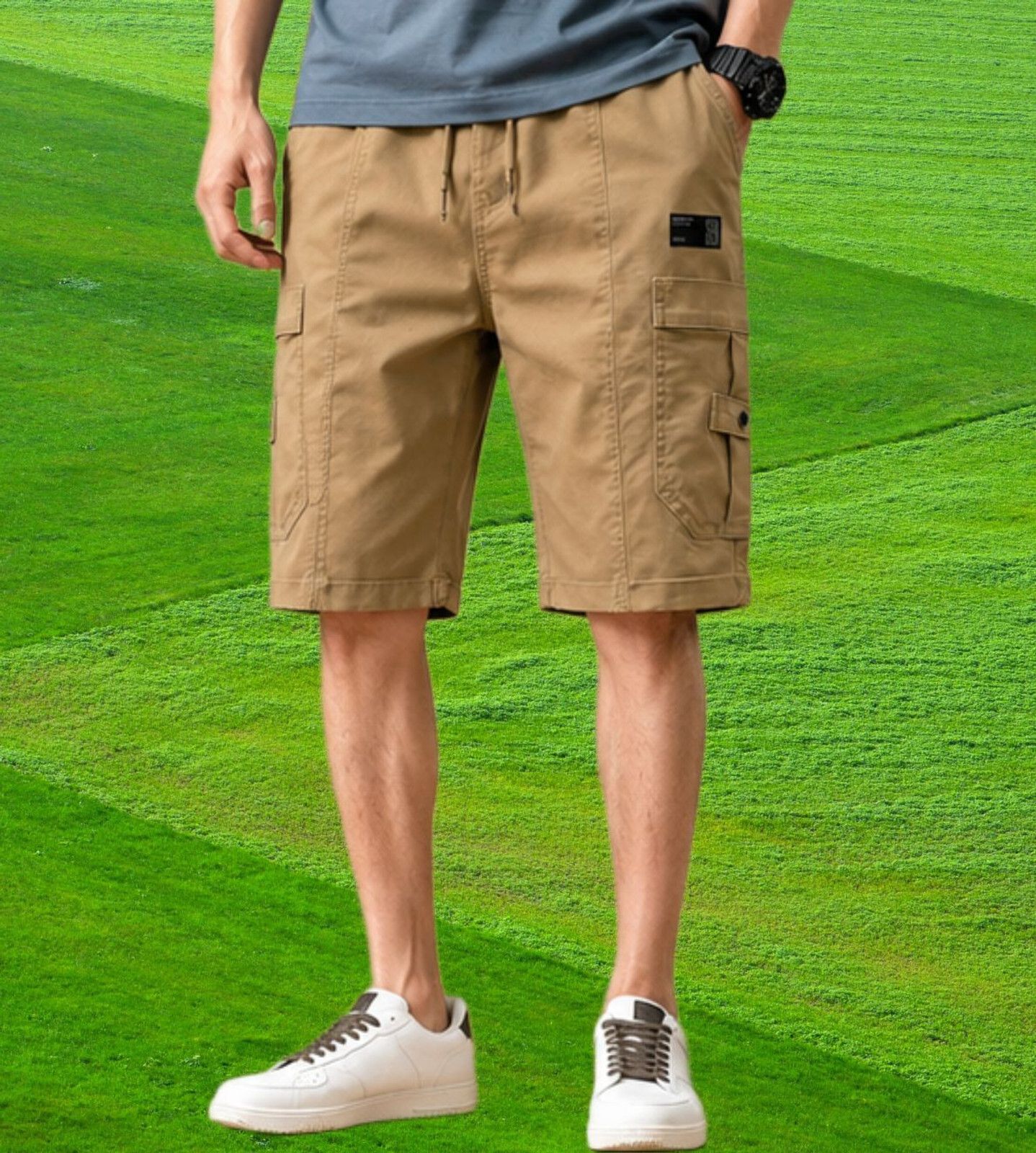 vertali industries Solid Men Khaki Cargo Shorts-picture-25