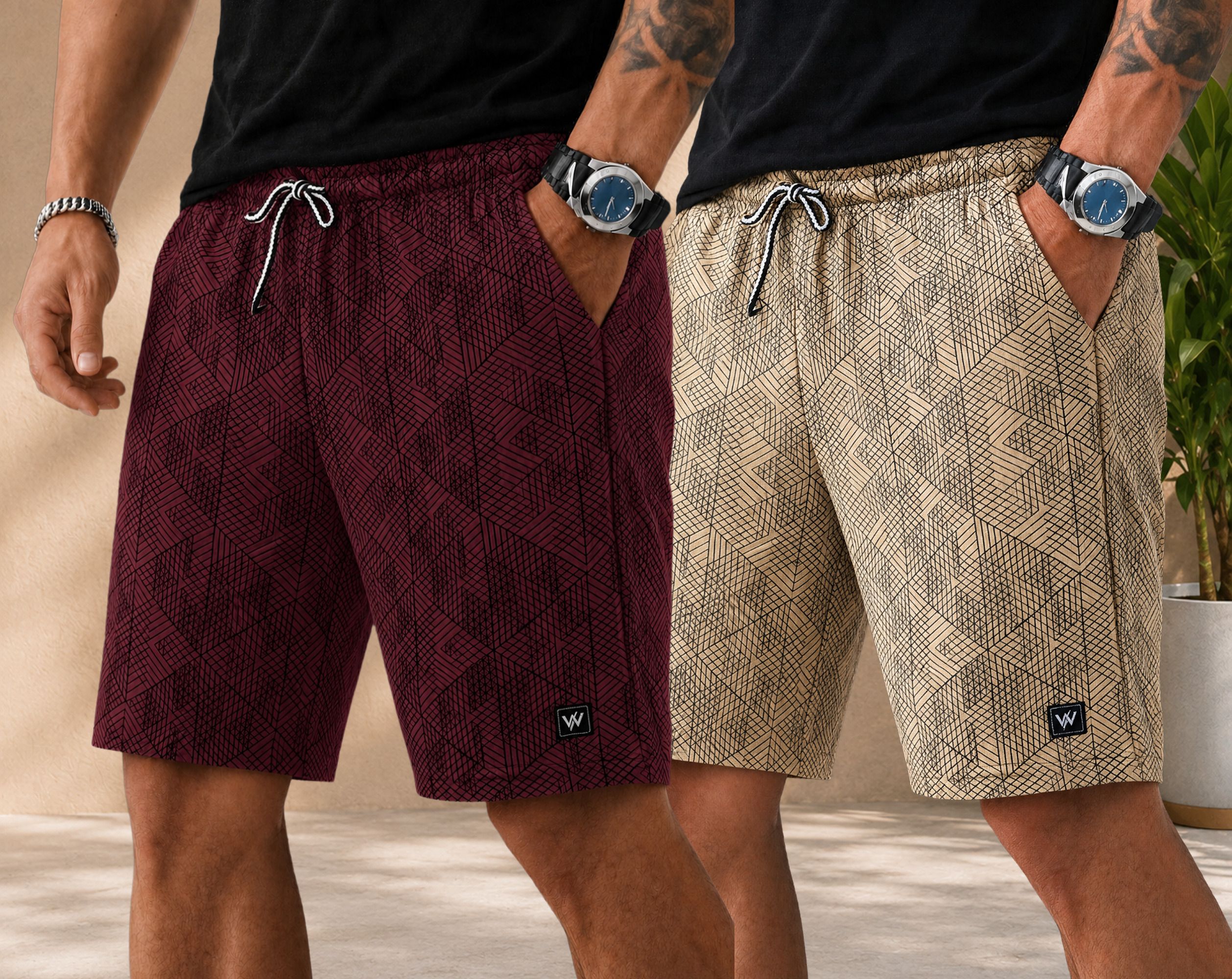 wereko Pack of 2 Self Design Men Multicolor Regular Shorts-picture-13