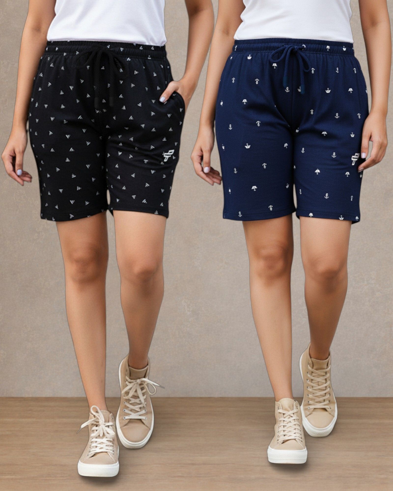 feel track plus Pack of 2 Printed Men Black, Dark Blue Regular Shorts-picture-18
