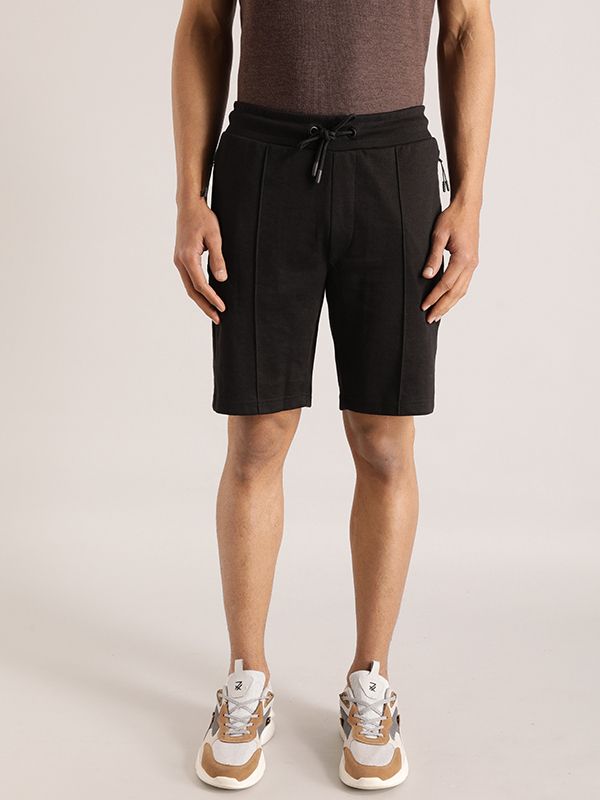 Solid Men Black Casual Shorts-image-13