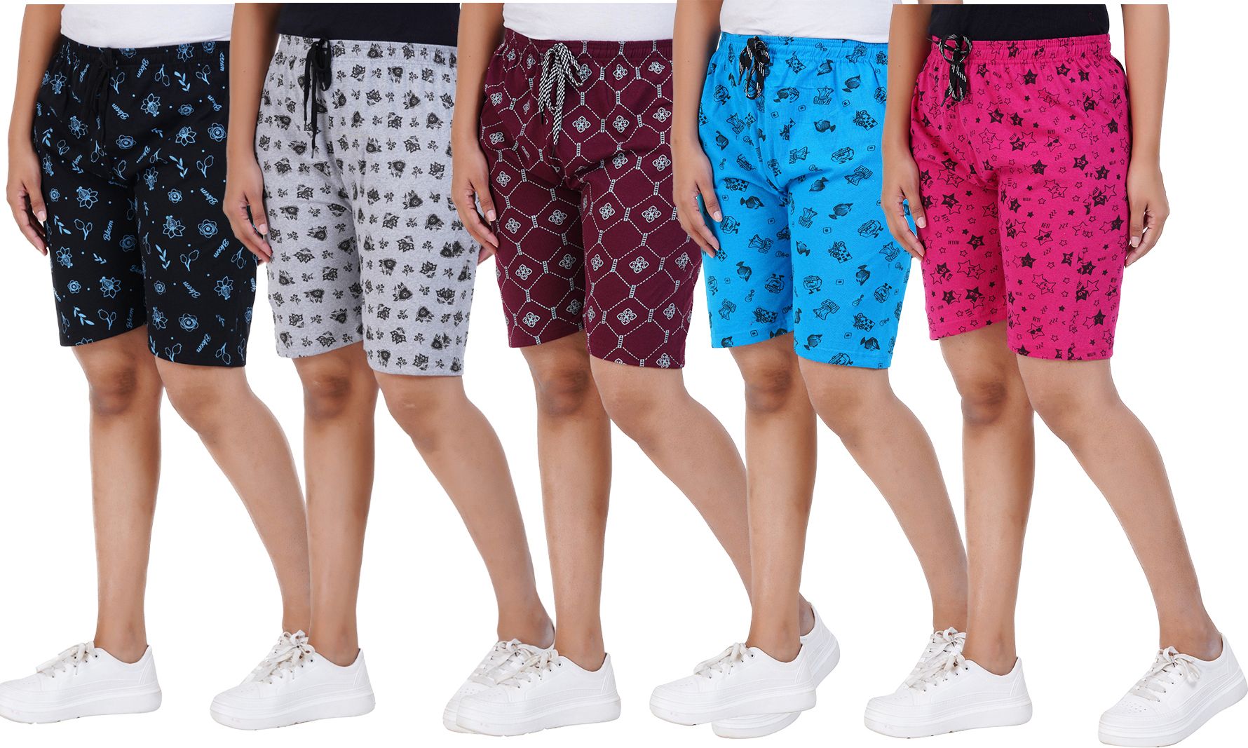 houseofcommon Pack of 5 Printed Women Multicolor Beach Shorts-picture-37